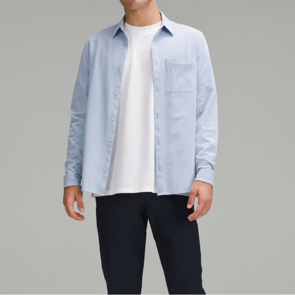 Lululemon Men's Commission Long Sleeve Shirt XXL in Linen Blue MSRP $118 EUC